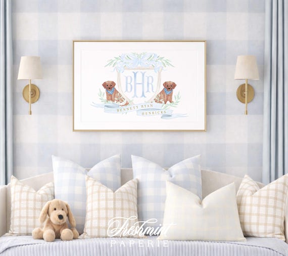 Puppy Nursery Wall Art, Labrador, Golden Retriever Print, Brown Lab, Grandmillennial