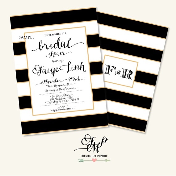 printable invitations black white stripes invitation etsy