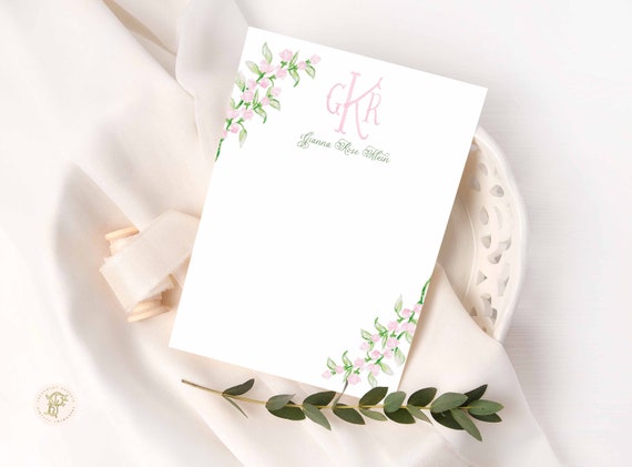 Custom Floral Monogram Notepad - 5x7