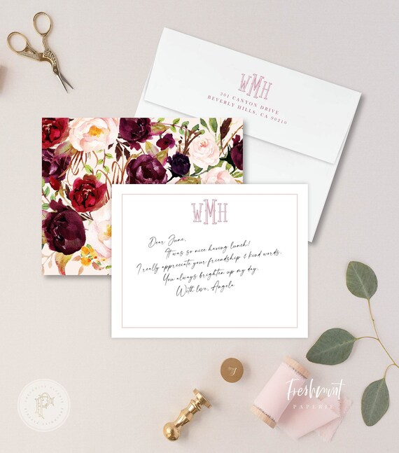 Personalized Stationery - Monogram Note Cards - Monogram Stationery Note Cards - Stationery Suite - Custom Gift for Her - set2