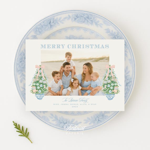 Chinoiserie Christmas Tree, Holiday Cards, Christmas card, Photo Christmas cards, Pretty Holiday Cards, Ginger Jar, Grandmillenial
