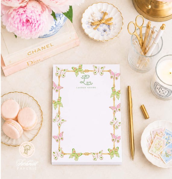 Butterfly Notepad: Custom Monogrammed Stationery - 5x7