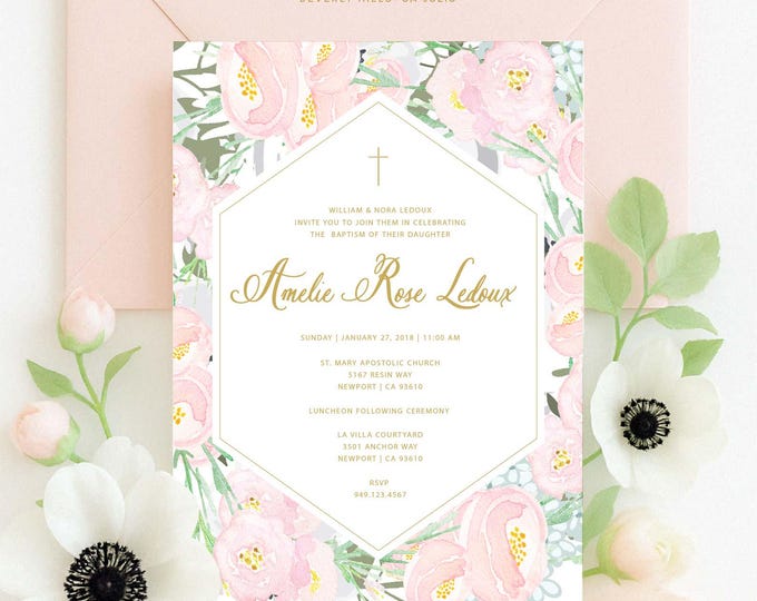 Baptism invitations - baptism invitation - christening Invitation - cross invitation - religious invitation - baptism - dedication - 118