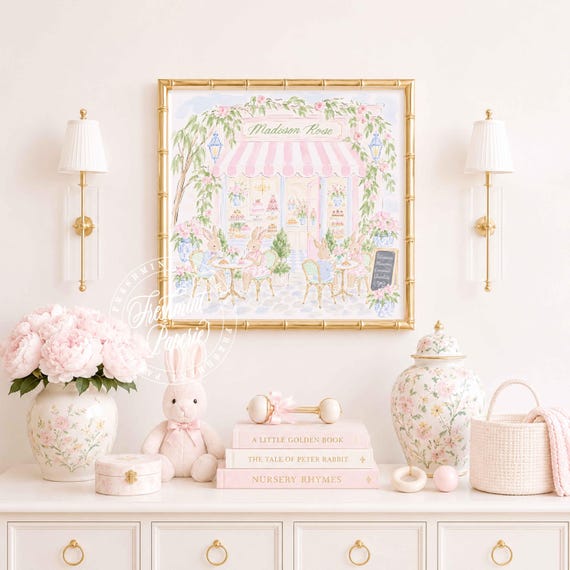Nursery Wall Art, Hydrangea, Chinoiserie, Floral, Grandmillennial, Watercolor, Patisserie