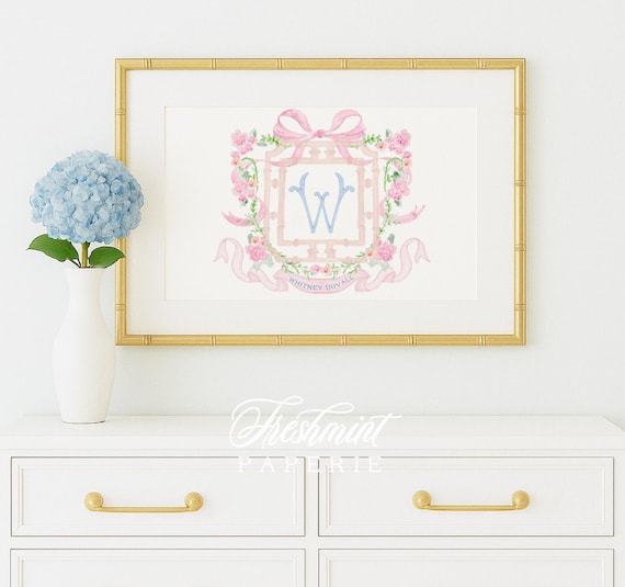 Watercolor monogram Floral nursery Wall Art, Nursery name print, Monogram Nursery, Custom nursery wall art, Whimsical floral nursery art