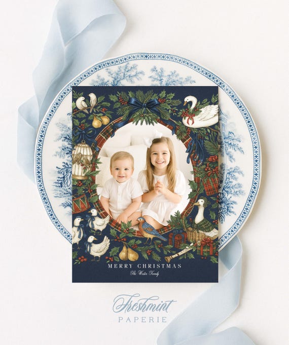 Plaid Photo Holiday Cards: Tartan Stewart Christmas Family Cards