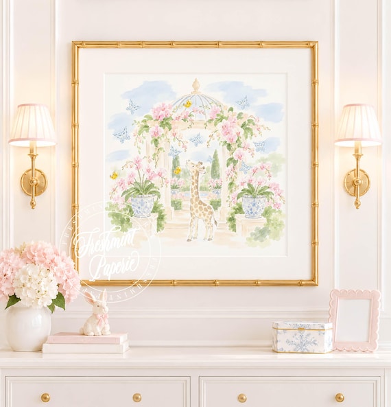 Nursery Art, Dollhouse, Butterfly Garden, Grandmillennial, Chinoiserie