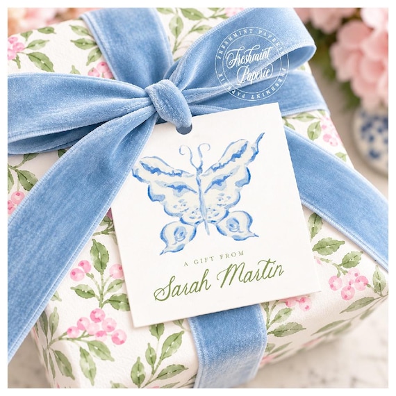 Personalized Butterfly Gift Tags: Set of 25