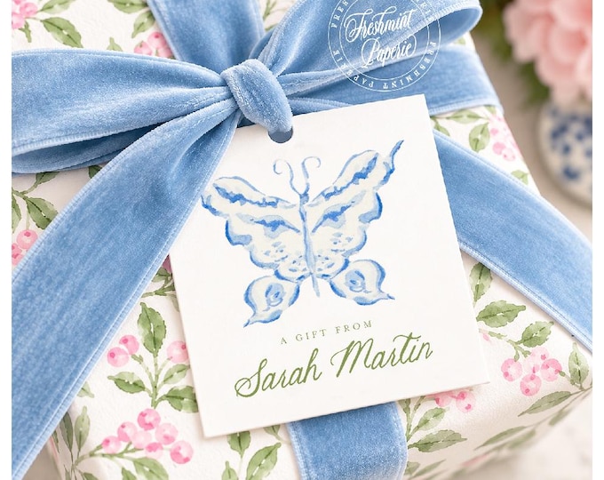 Personalized Butterfly Gift Tags: Set of 25