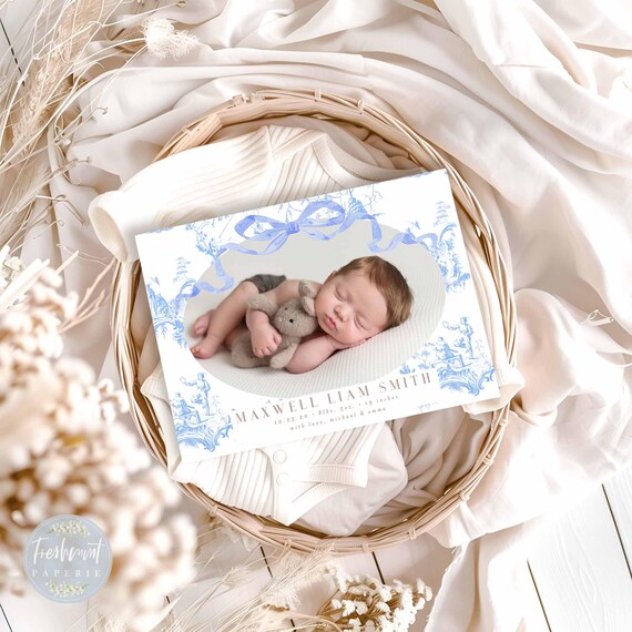 Chinoiserie Birth Announcement, Chinoiserie Announcement, Birth Announcement, Monogram Birth Announcement, Ginger Jar, Welcome Baby