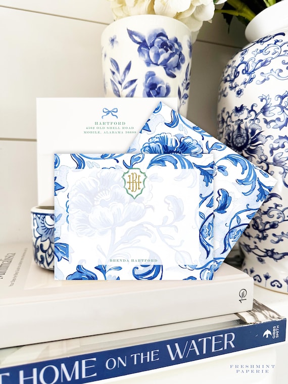 Personalized Stationery - Monogram Note Cards - Monogram Stationery Note Cards - Stationery Suite - Chinoiserie