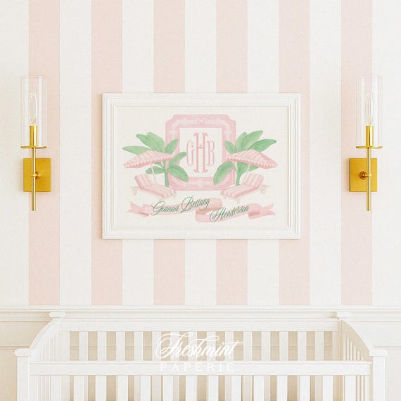 Nursery Palm Beach wall art, Banana leaf nursery, Nursery name print, Beverly Hills nursery, Pagoda nursery wall art, Tropical nursery