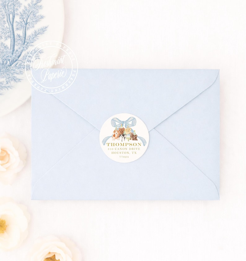 Stickers voor retouradressen die bij elke uitnodiging in onze shop passen afbeelding 1