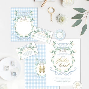 Bunny baby shower invitations, Spring Bunny invitation, baby shower, Easter invitation, Blue Bunny invitation, Rabbit Invitation, Watercolor image 2