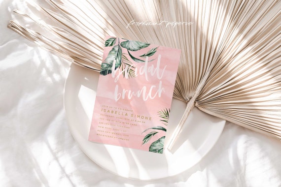 Bridal Brunch Invitation - Tropical Bridal Shower invitation - Bridal Shower Invitation - Brunch invitation - Palm invitation