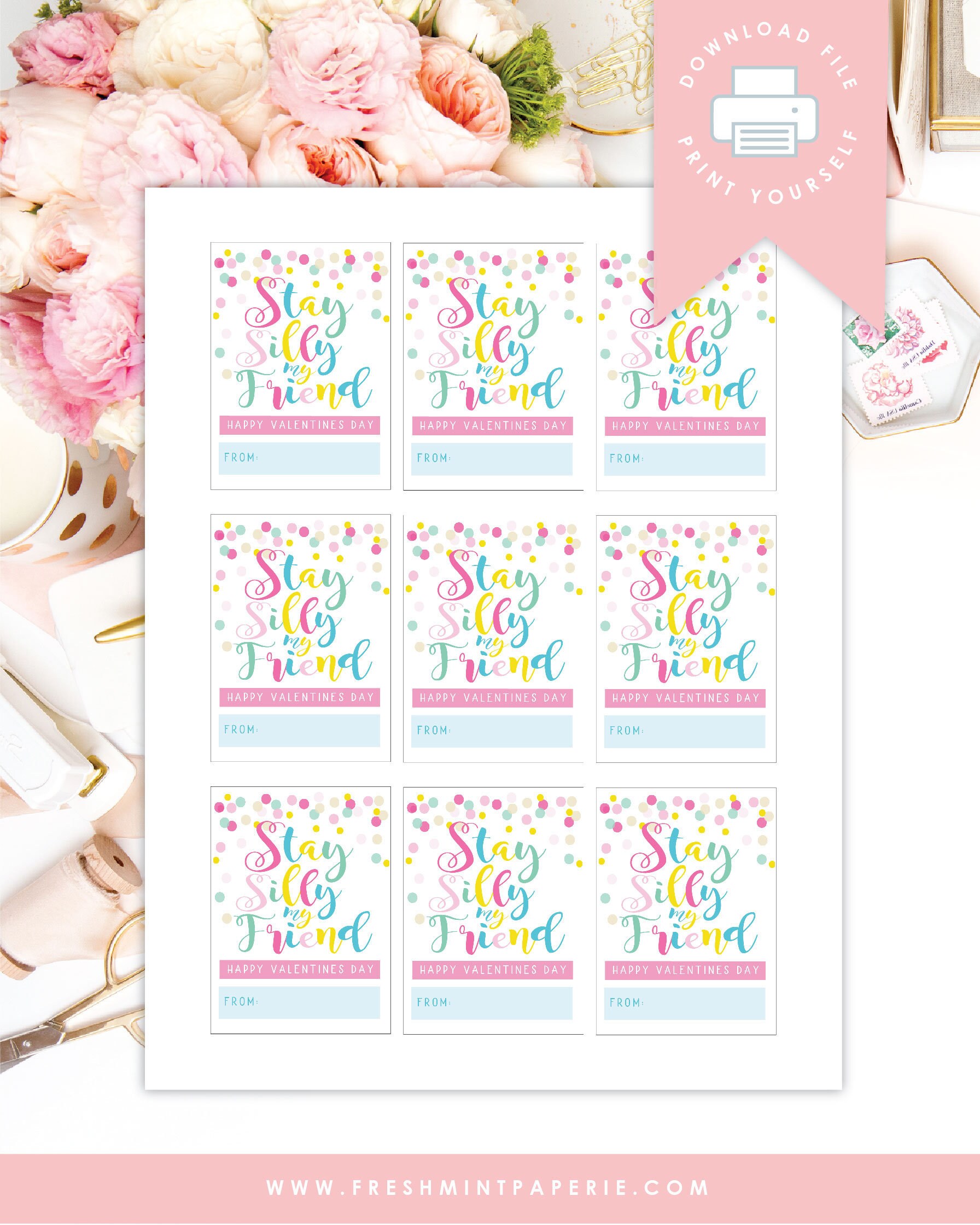 Printable Valentine's Tags, Valentines Day Gift Tags, Valentine Gift Favor  Tags, Valentine Print & Cut Gift Tag Template, Kids Valentine