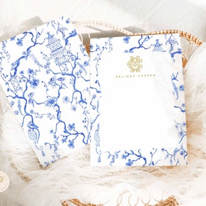 Personalisiertes Briefpapier - Monogramm Grußkarten - Monogramm Briefpapier Grußkarten - Briefpapier Set44