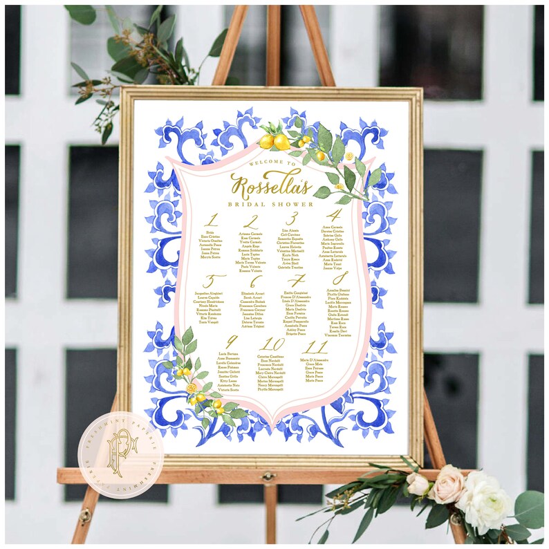 Lemons invitation Lemons invite Bridal Shower invitation freshmint paperie Porcelain lemon invitation Lemon invitation