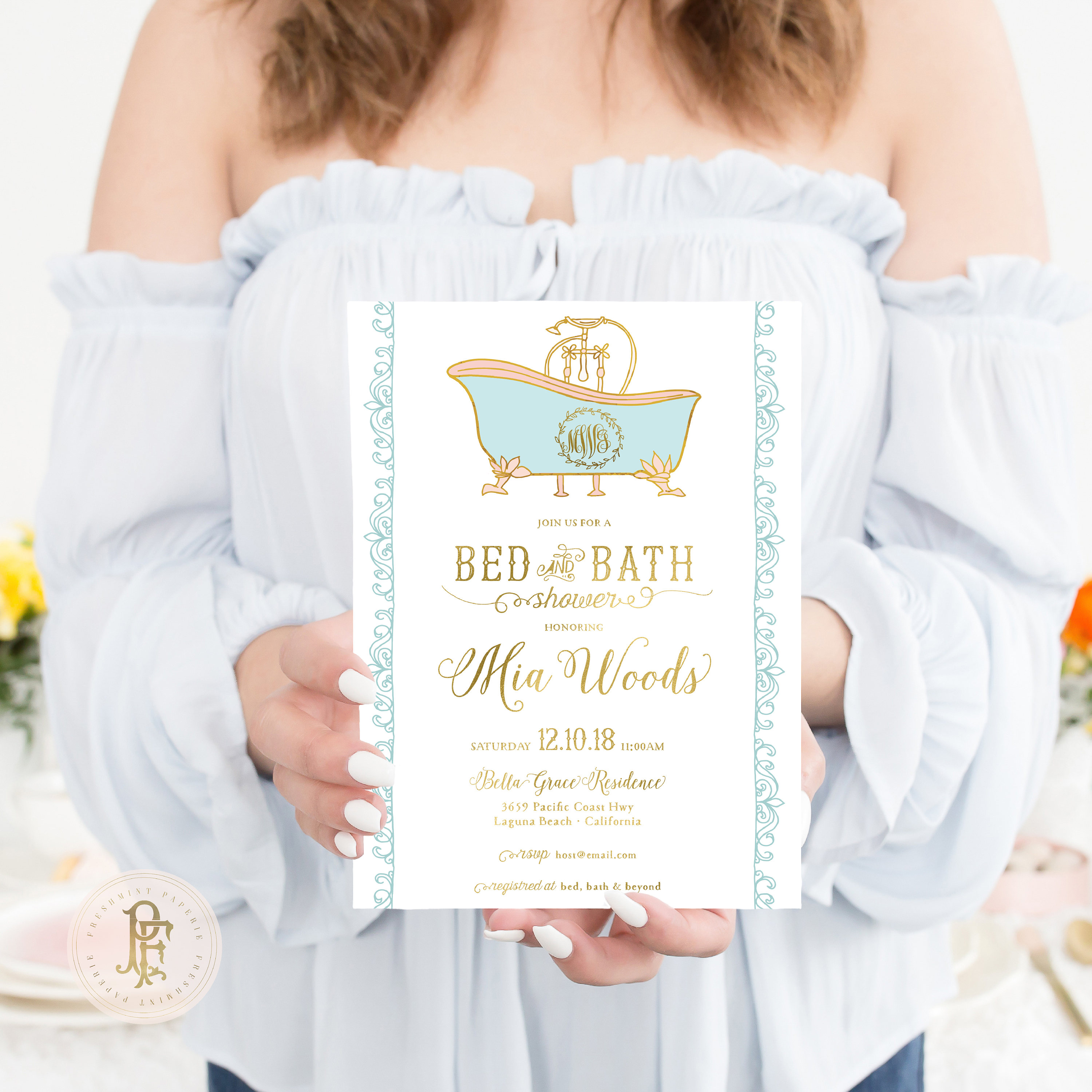 Bed & Bath Shower invitation bridal shower invitation bath