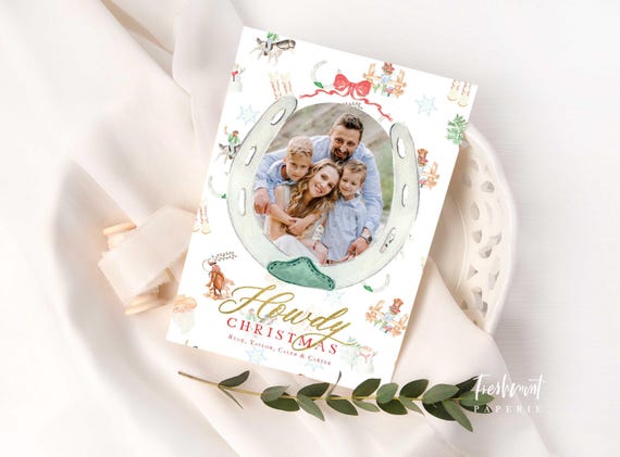 Custom Photo Christmas Cards, Western Holiday, Monogram