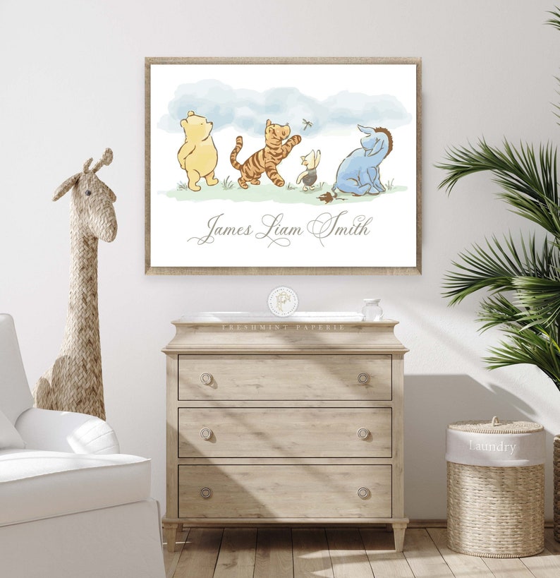 Pooh Wall Art Winnie the Pooh Wall Art Nursery Name Print Etsy