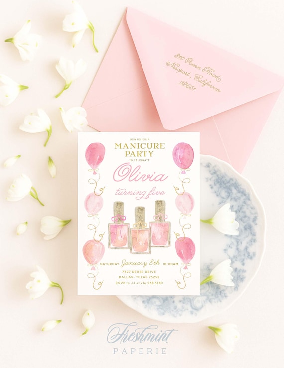 Manicure Birthday Invitation, Manicure Invitation, Spa, Spa Invitation, Mani Pedi invitation, Girls Spa Birthday Invitation, Spa Party