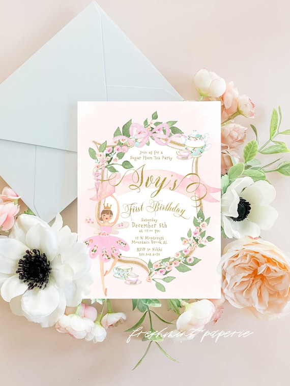 Sugar plum Tea Party invitation | Nutcracker Sugar plum fairy birthday invitation | Winter ONEderland Invitation | Nutcracker Ballerina