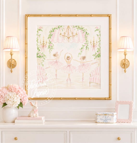 Nursery Wall Art, Ballerinas, Garden, Grandmillennial, Chinoiserie