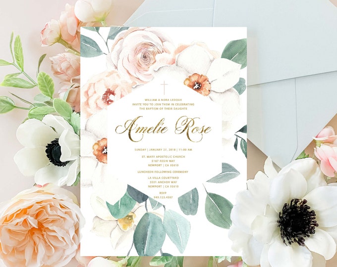 Baptism invitations - baptism invitation - christening Invitation - cross invitation - religious invitation - dedication - Baptism 148