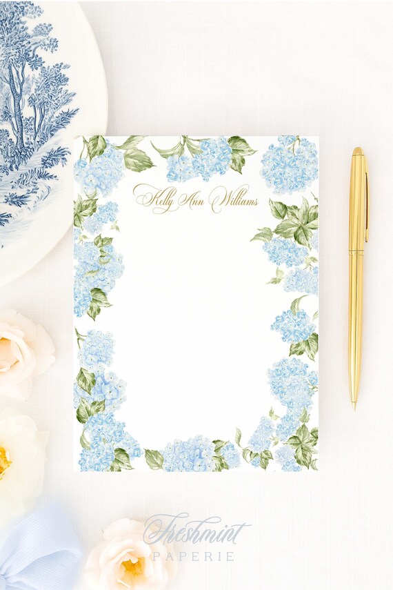 Hydrangea Notepad, Pretty Notepads, Hydrangea Watercolor flowers, Custom Floral  Notepad - 5x7
