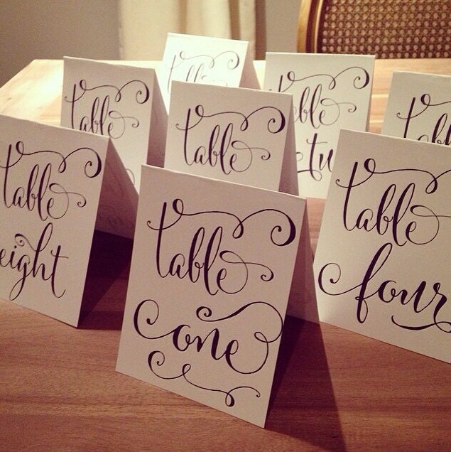 Printable Calligraphy Table Numbers