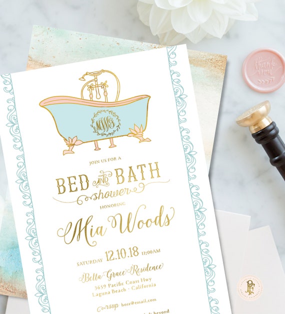Bed & Bath Shower invitation - bridal shower invitation - bath invitation - Bed and Bath bridal shower invite