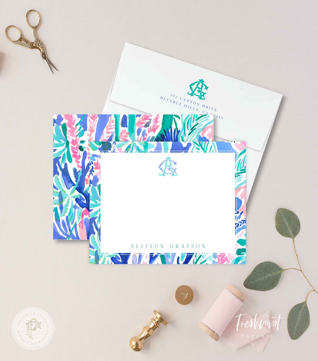 Personalized Stationery - Monogram Note Cards - Monogram Stationery ...