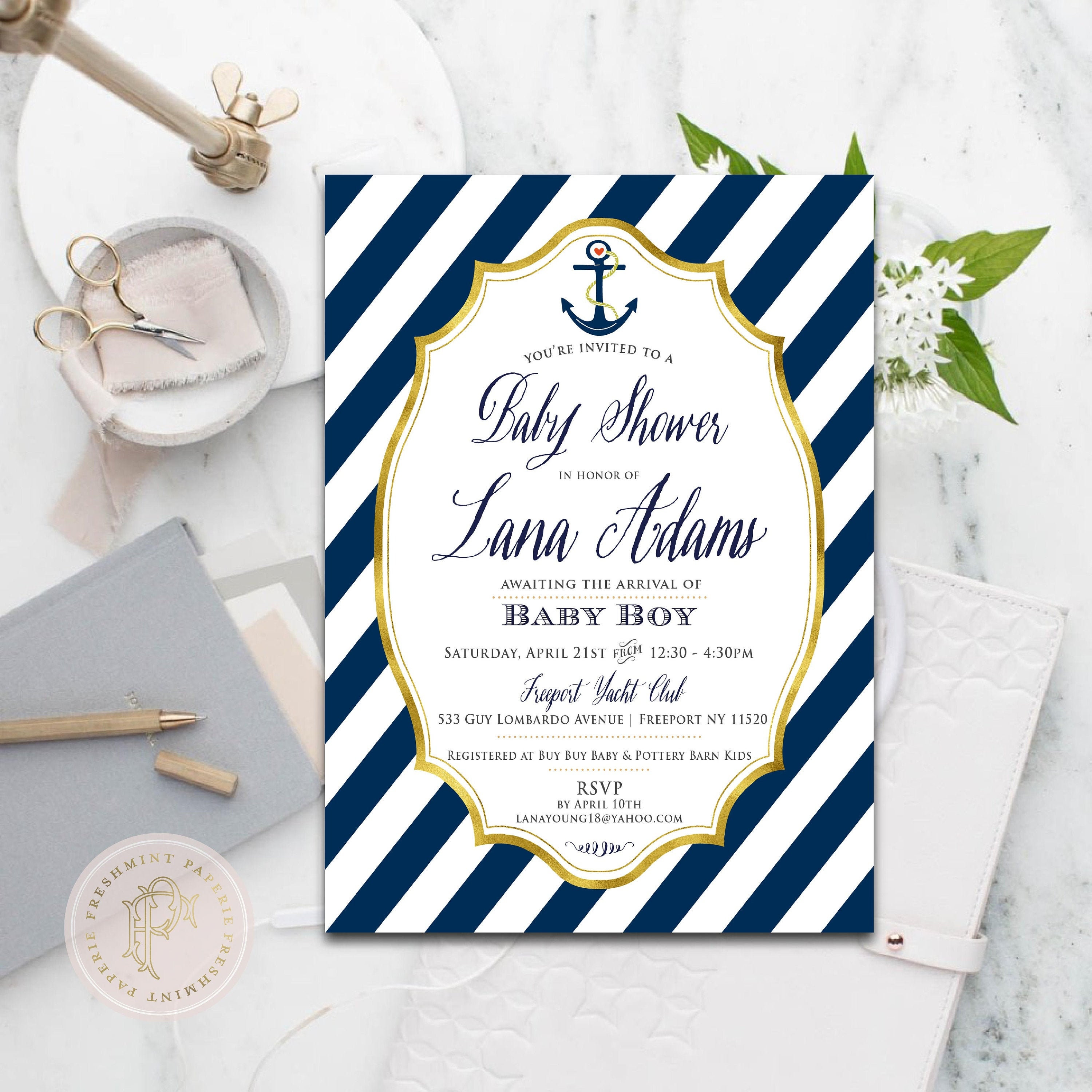 Nautical Baby Shower Invitations Nautical Invitation Nautical