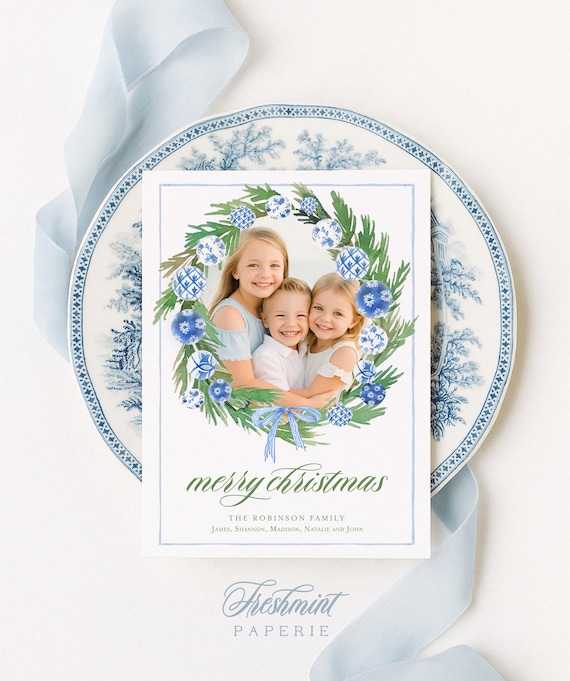 Chinoiserie Photo Christmas Cards: Custom Holiday Card Set