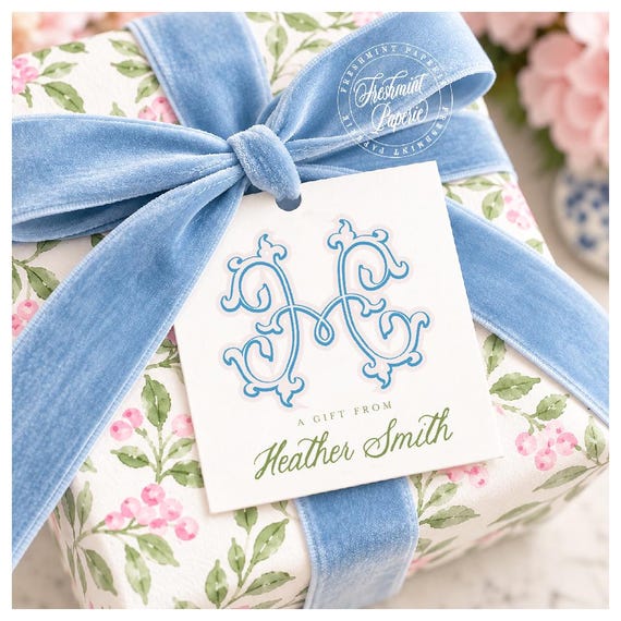 Personalized Monogram Gift Tags: Set of 25