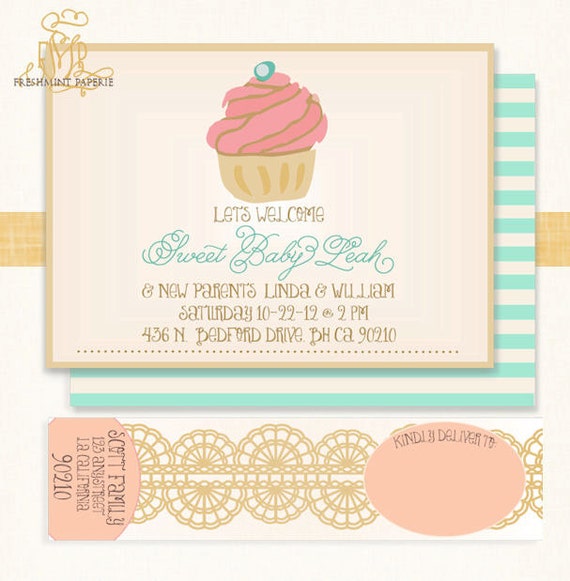 Cupcake Invitations Baby Shower Cupcake Invitation Cupcake Etsy