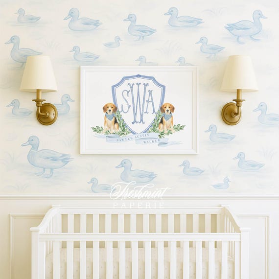 Beagle nursery wall art, Beagle Wall Art, Nursery Monogram Crest, Dog wall Art, Custom nursery wall art, Monogram crest, Beagle, Crest