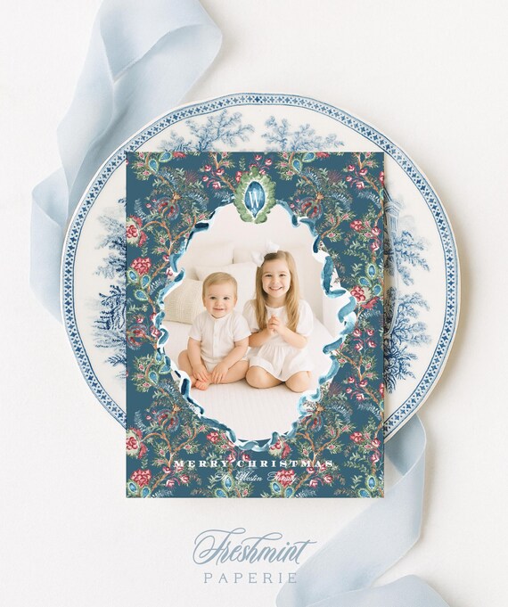 Moody Holiday Cards, Christmas, Photo, Teal, Burgundy, Hunter Green, Monogram