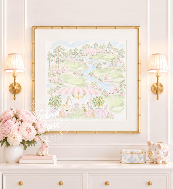 Nursery Art, Safari, Masters, Golf, Grandmillennial, Chinoiserie