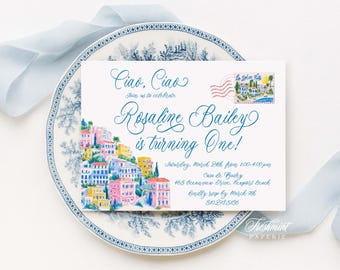 La Dolce Vita Birthday invitation, Amalfi Coast, Italian Summer, Ciao