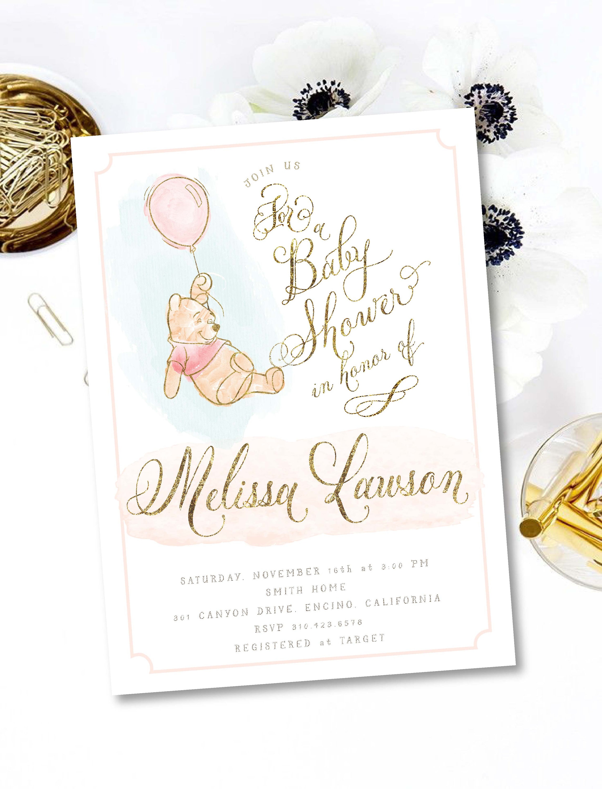 Pooh invitation Winnie the Pooh Classic Winnie the Pooh invitation