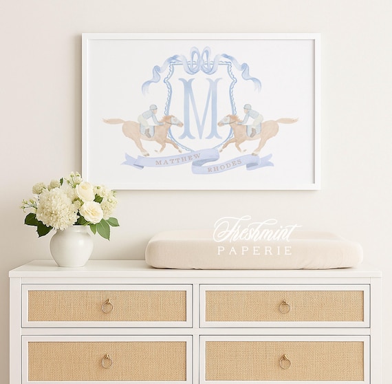 Horse Derby wall art, Derby Wall Art, Nursery name print, Horse Racing Wall art, Custom nursery wall art