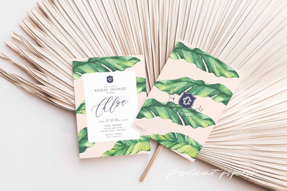 banana leaf invitation | banana leaf | tropical invitation | bridal shower invitation | palm tree invitation | Beverly hills hotel invite