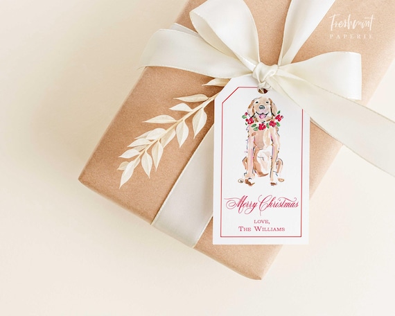 Christmas Gift Tags, Holiday Custom Personalized Gift Tags, Watercolor Gift tags Cards for Gifting, Custom Gift tags, Dog gift tag