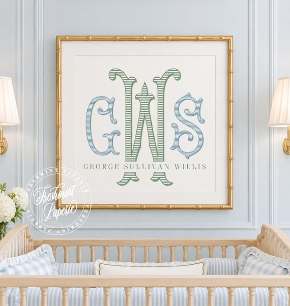 Monogram Nursery Wall Art: Custom Name Print