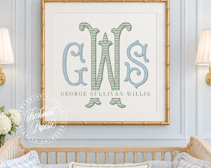 Monogram Nursery Wall Art: Custom Name Print