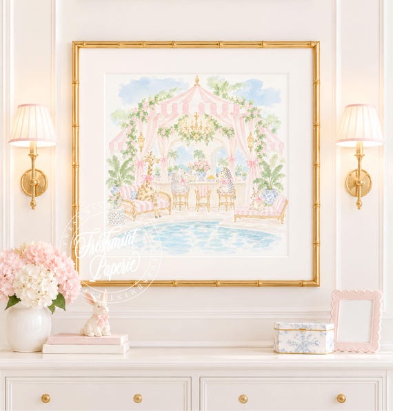 Nursery Wall Art, Safari, Pool Cabana, Grandmillennial, Chinoiserie