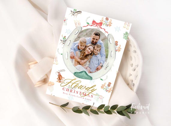 Western Holiday Cards, Christmas card, Cowboy Christmas cards, Photo holiday cards, Western Holiday Cards, Monogram, Wreath