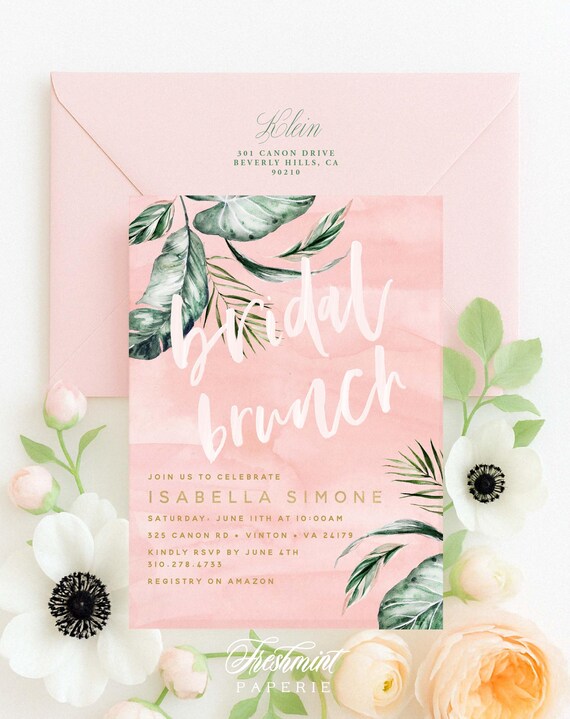 Bridal Brunch Invitation - Tropical Bridal Shower invitation - Bridal Shower Invitation - Brunch invitation - Palm invitation